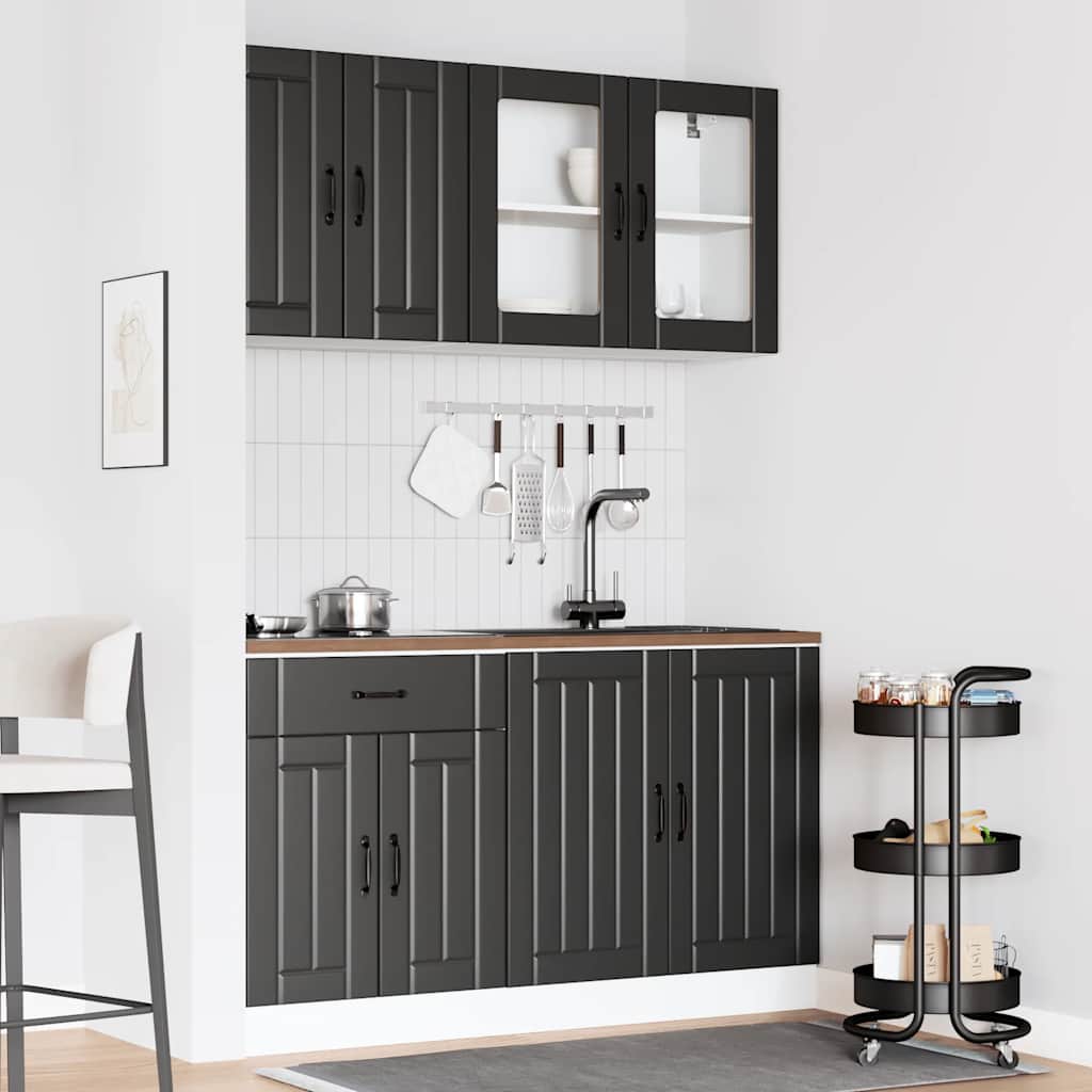 4-tlg. Küchenschrank-Set Lucca Schwarz Holzwerkstoff