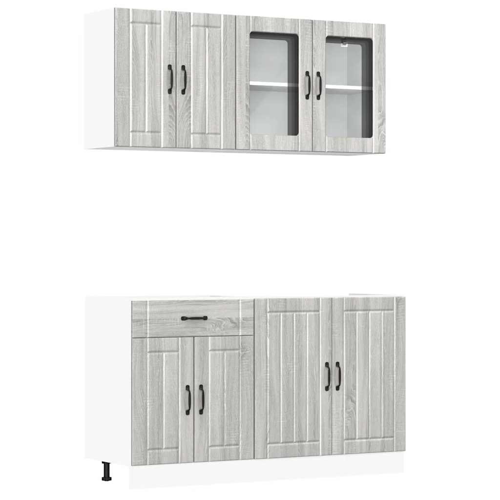 4-tlg. Küchenschrank-Set Lucca Grau Sonoma Holzwerkstoff