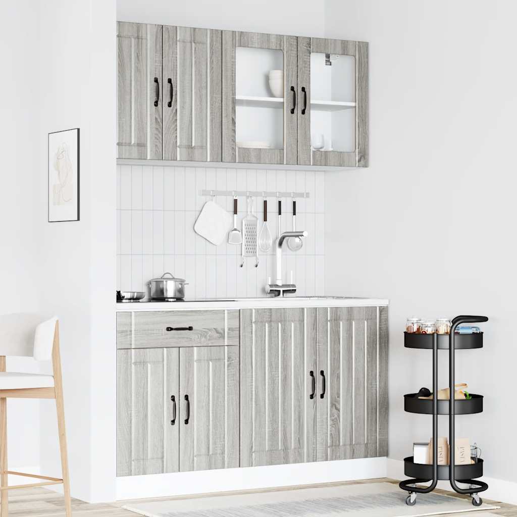 4-tlg. Küchenschrank-Set Lucca Grau Sonoma Holzwerkstoff