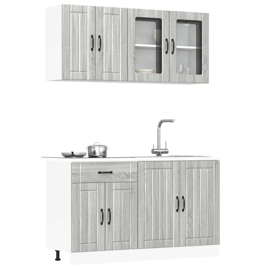4-tlg. Küchenschrank-Set Lucca Grau Sonoma Holzwerkstoff