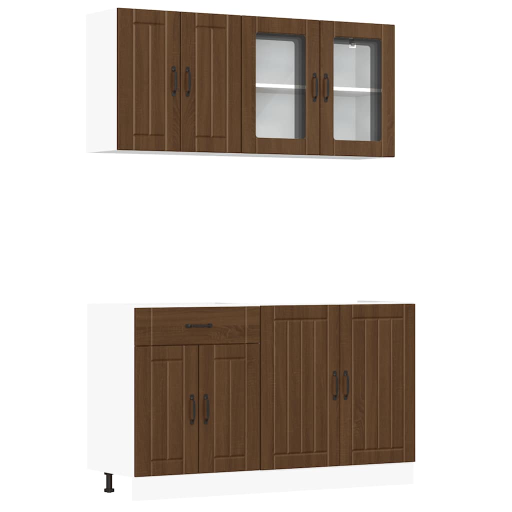 4-tlg. Küchenschrank-Set Lucca Braun Eichen-Optik Holzwerkstoff