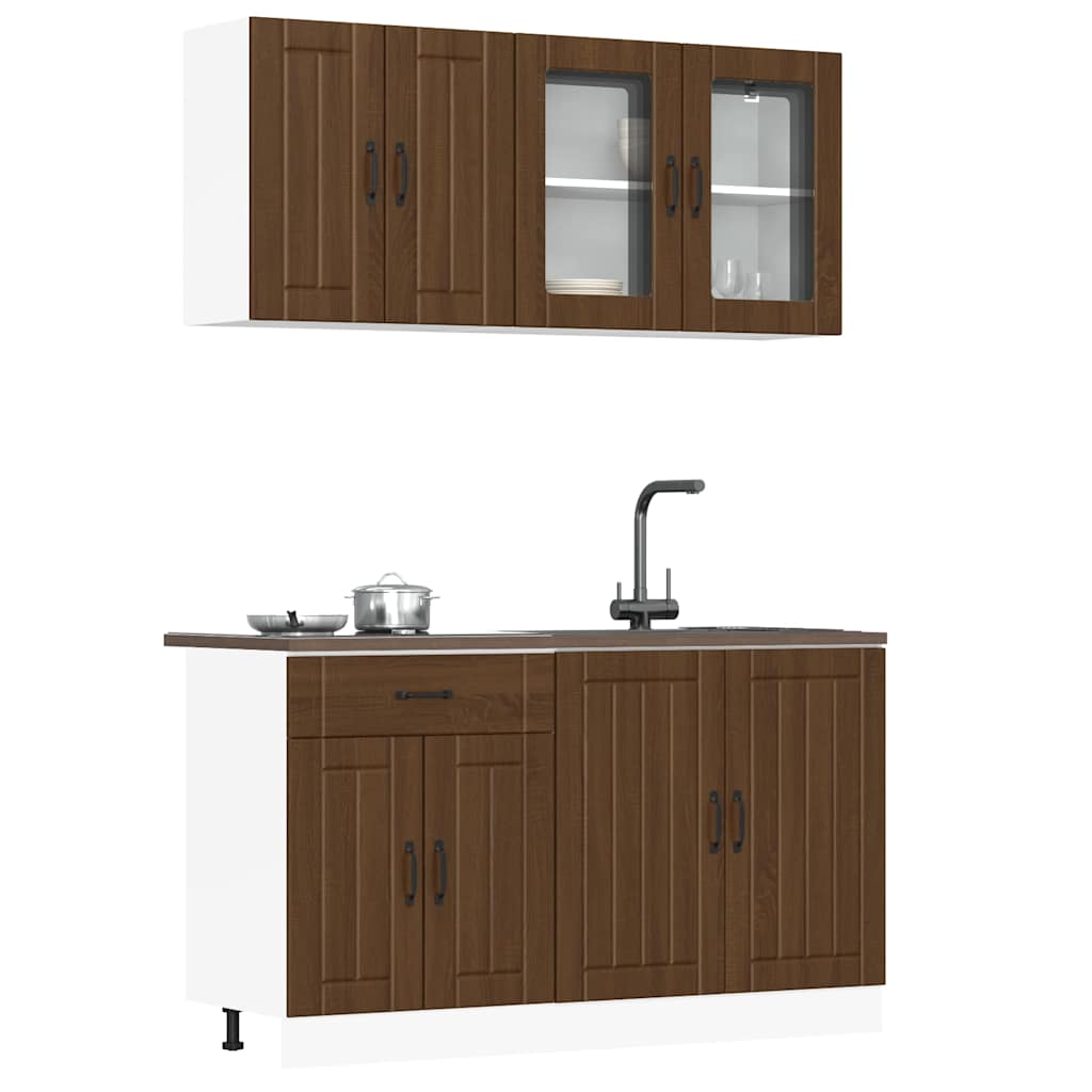 4-tlg. Küchenschrank-Set Lucca Braun Eichen-Optik Holzwerkstoff