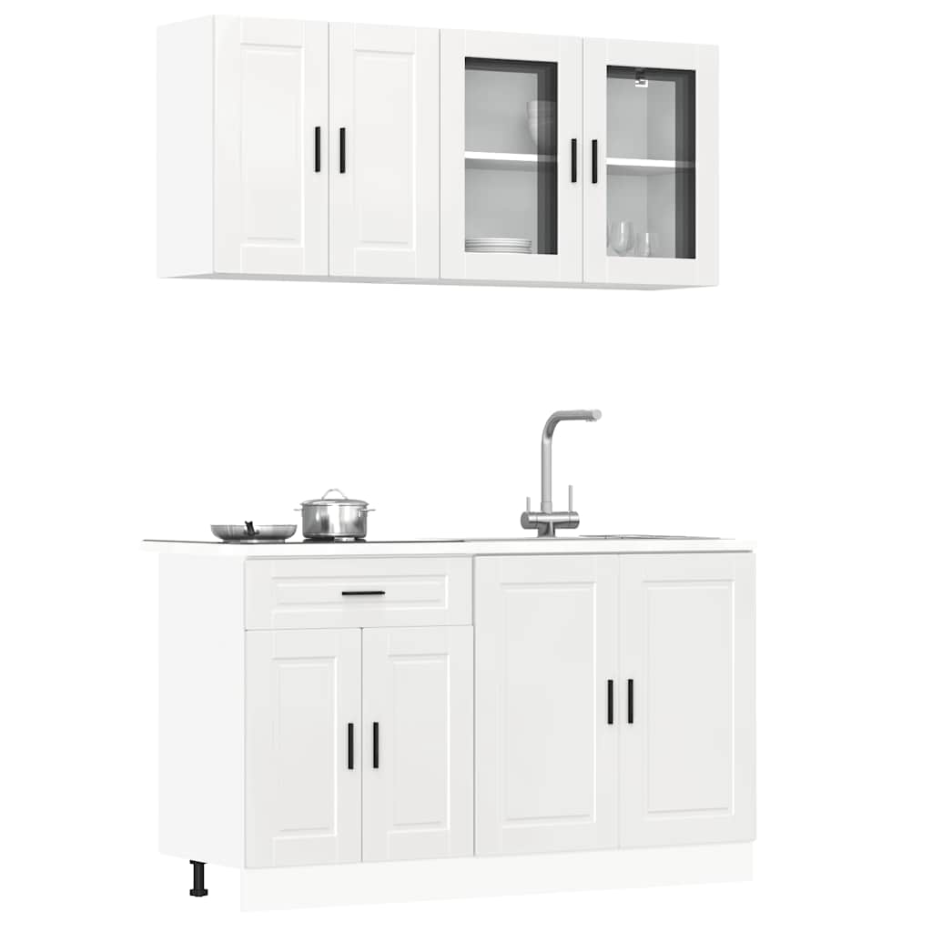 4-tlg. Küchenschrank-Set Porto Hochglanz-Weiß Holzwerkstoff