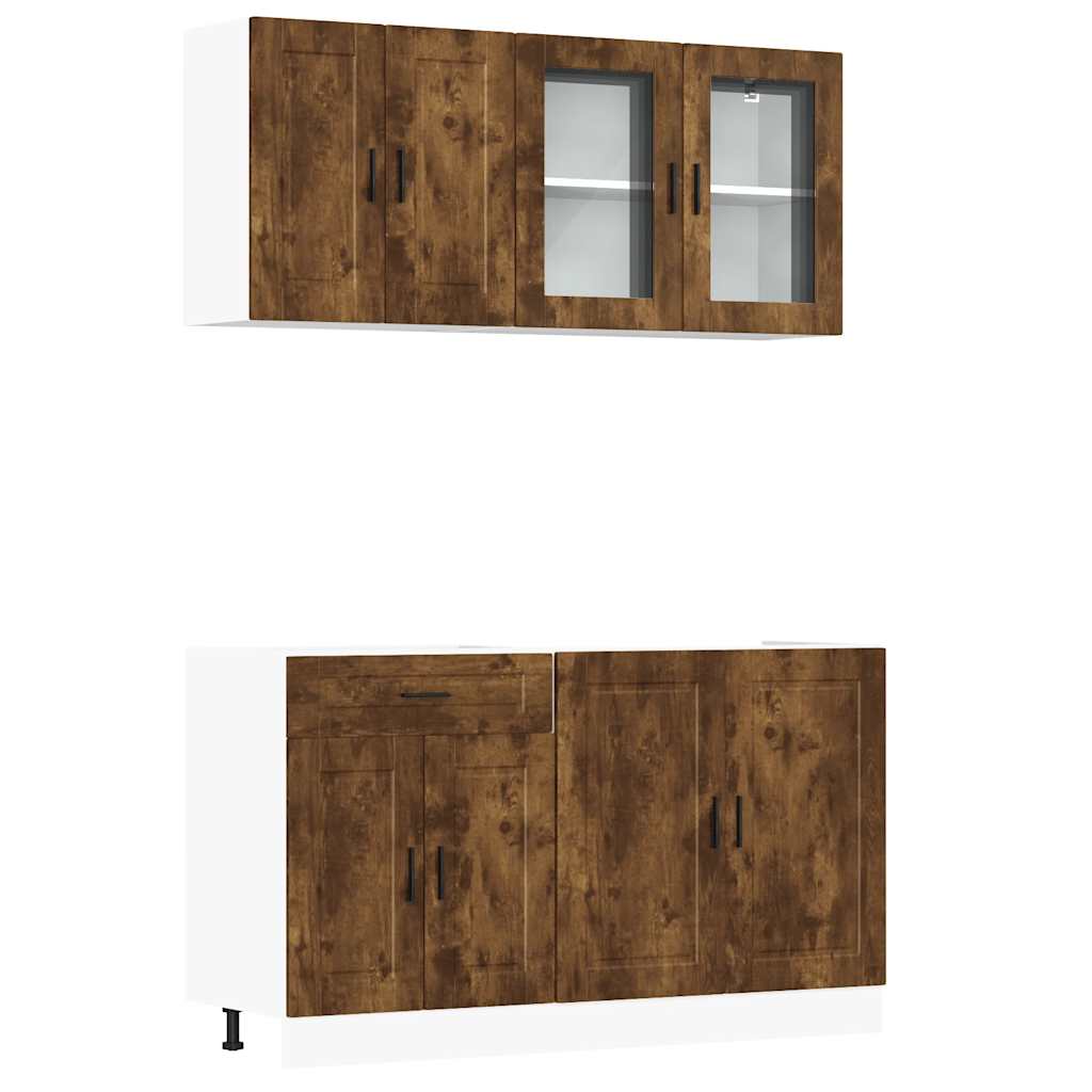 4-tlg. Küchenschrank-Set Porto Räuchereiche Holzwerkstoff