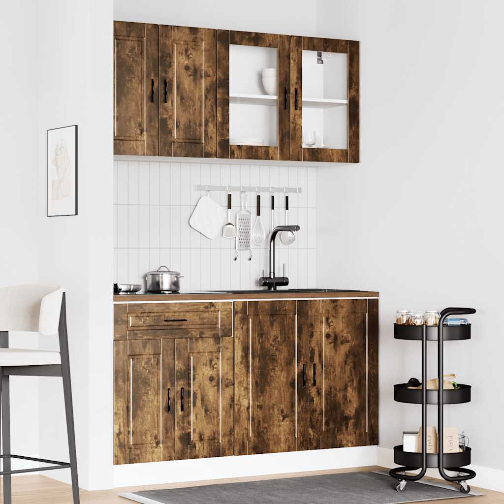 4-tlg. Küchenschrank-Set Porto Räuchereiche Holzwerkstoff