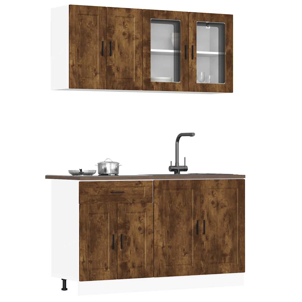 4-tlg. Küchenschrank-Set Porto Räuchereiche Holzwerkstoff