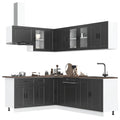 11-tlg. Küchenschrank-Set Porto Schwarz Holzwerkstoff