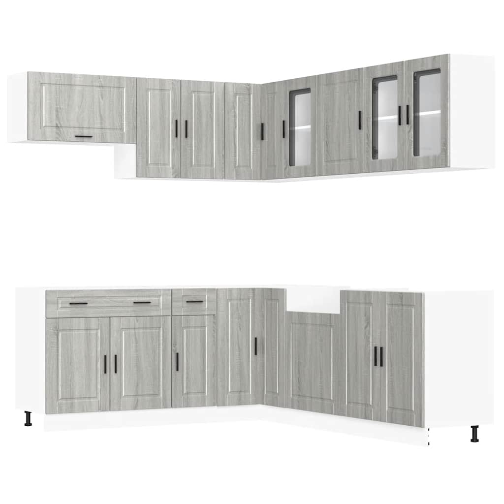 11-tlg. Küchenschrank-Set Porto Grau Sonoma Holzwerkstoff