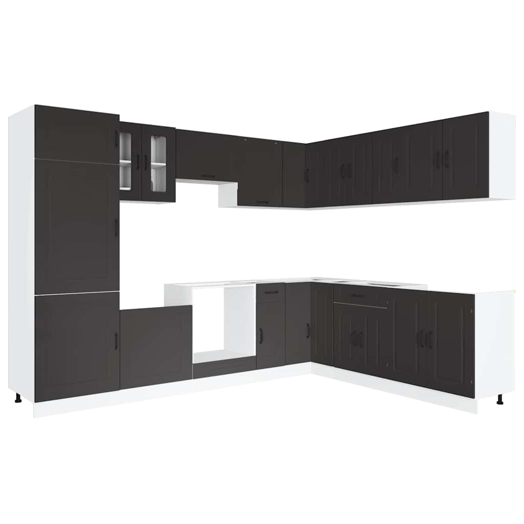 14-tlg. Küchenschrank-Set Kalmar Schwarz Holzwerkstoff