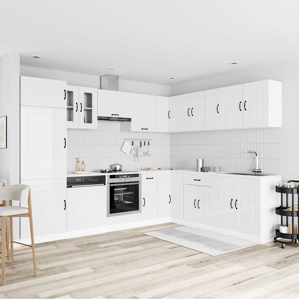 14-tlg. Küchenschrank-Set Kalmar Hochglanz-Weiß Holzwerkstoff