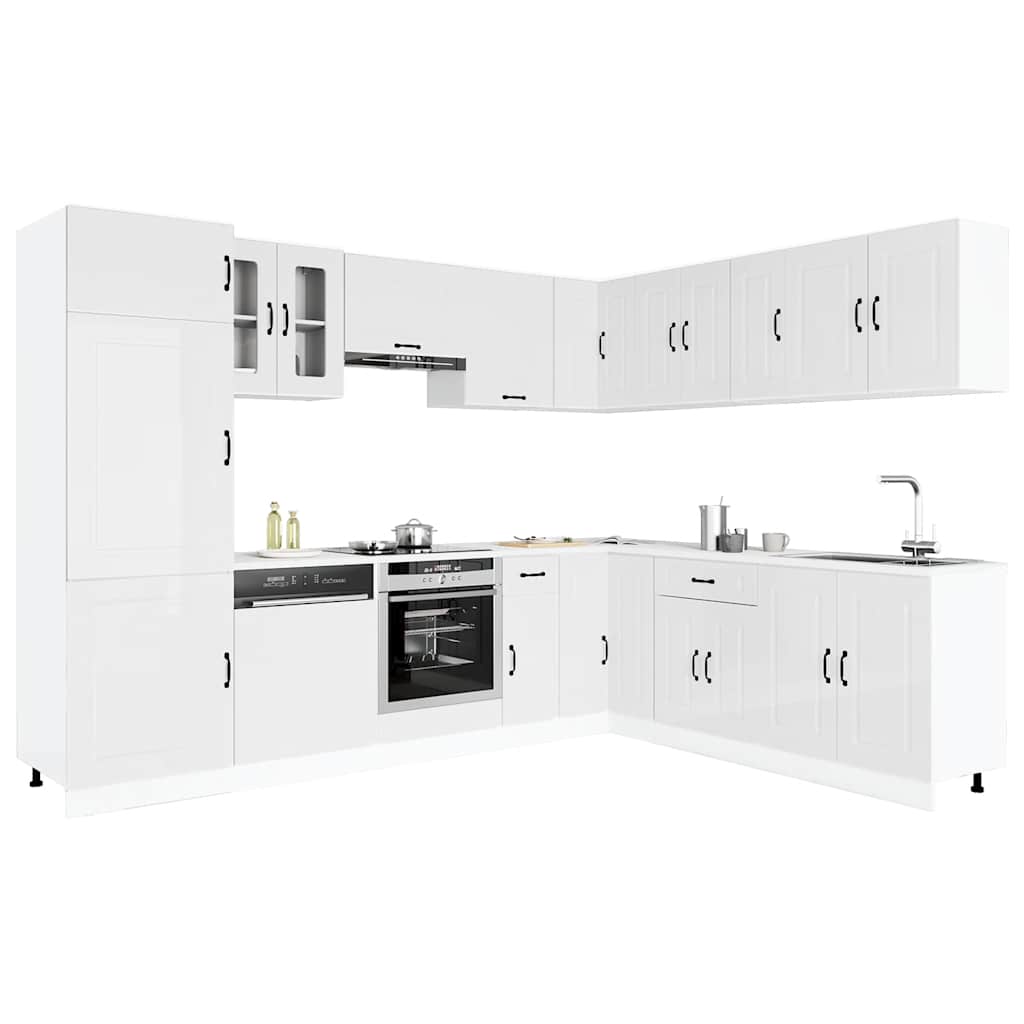 14-tlg. Küchenschrank-Set Kalmar Hochglanz-Weiß Holzwerkstoff