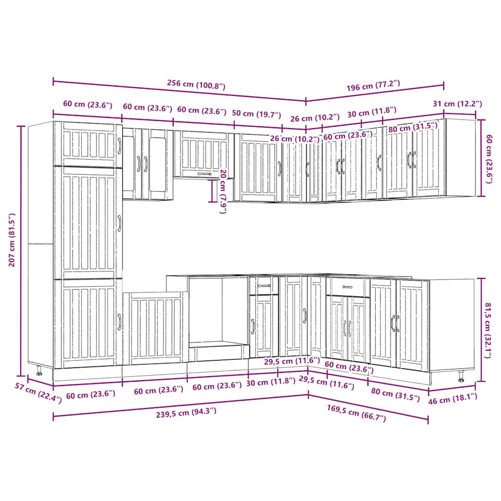 14-tlg. Küchenschrank-Set Lucca Weiß Holzwerkstoff