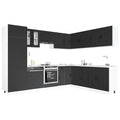 14-tlg. Küchenschrank-Set Lucca Schwarz Holzwerkstoff
