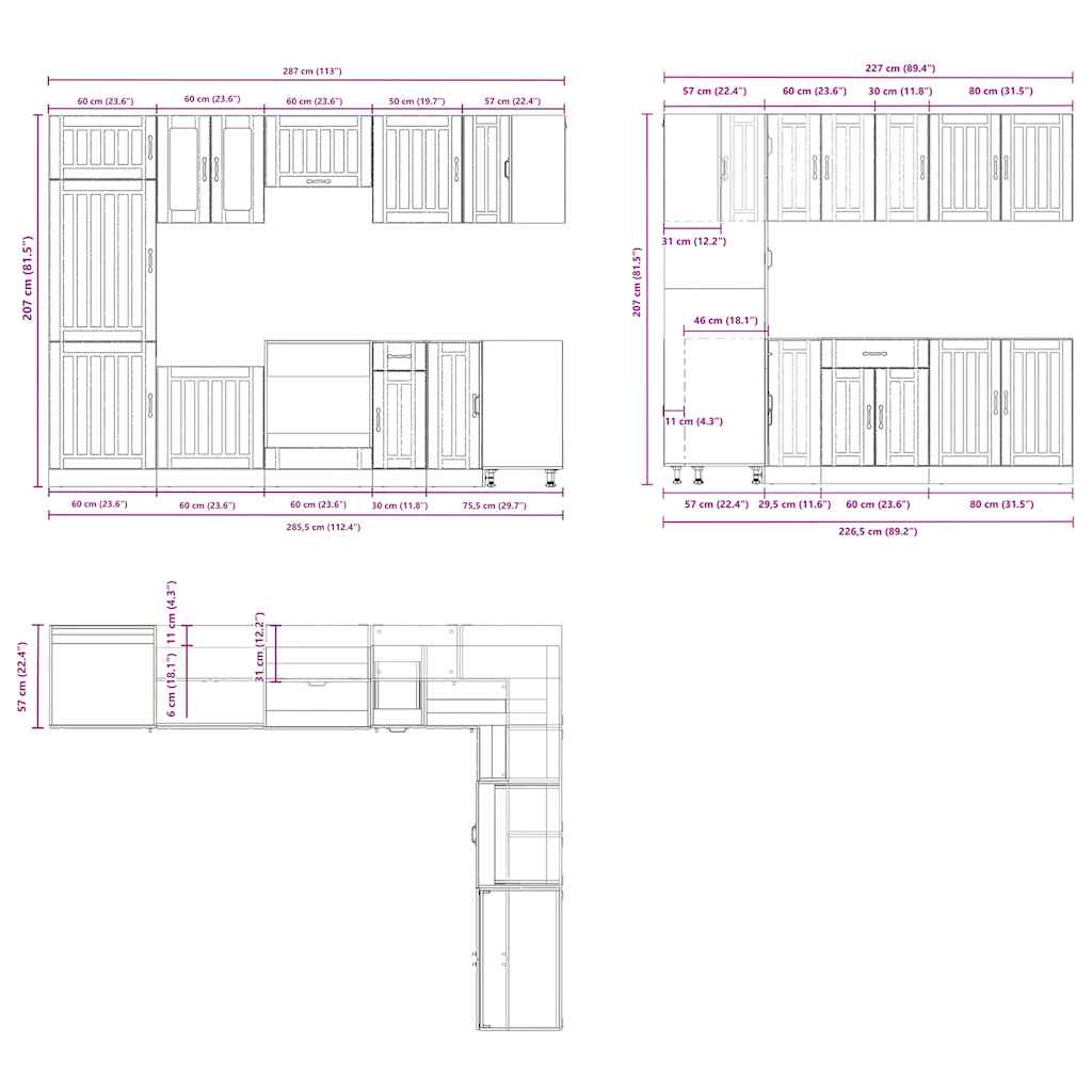 14-tlg. Küchenschrank-Set Lucca Sonoma-Eiche Holzwerkstoff