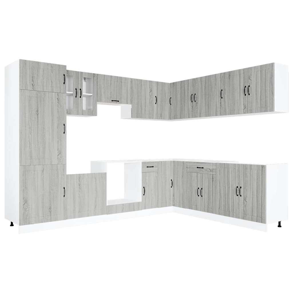 14-tlg. Küchenschrank-Set Lucca Grau Sonoma Holzwerkstoff