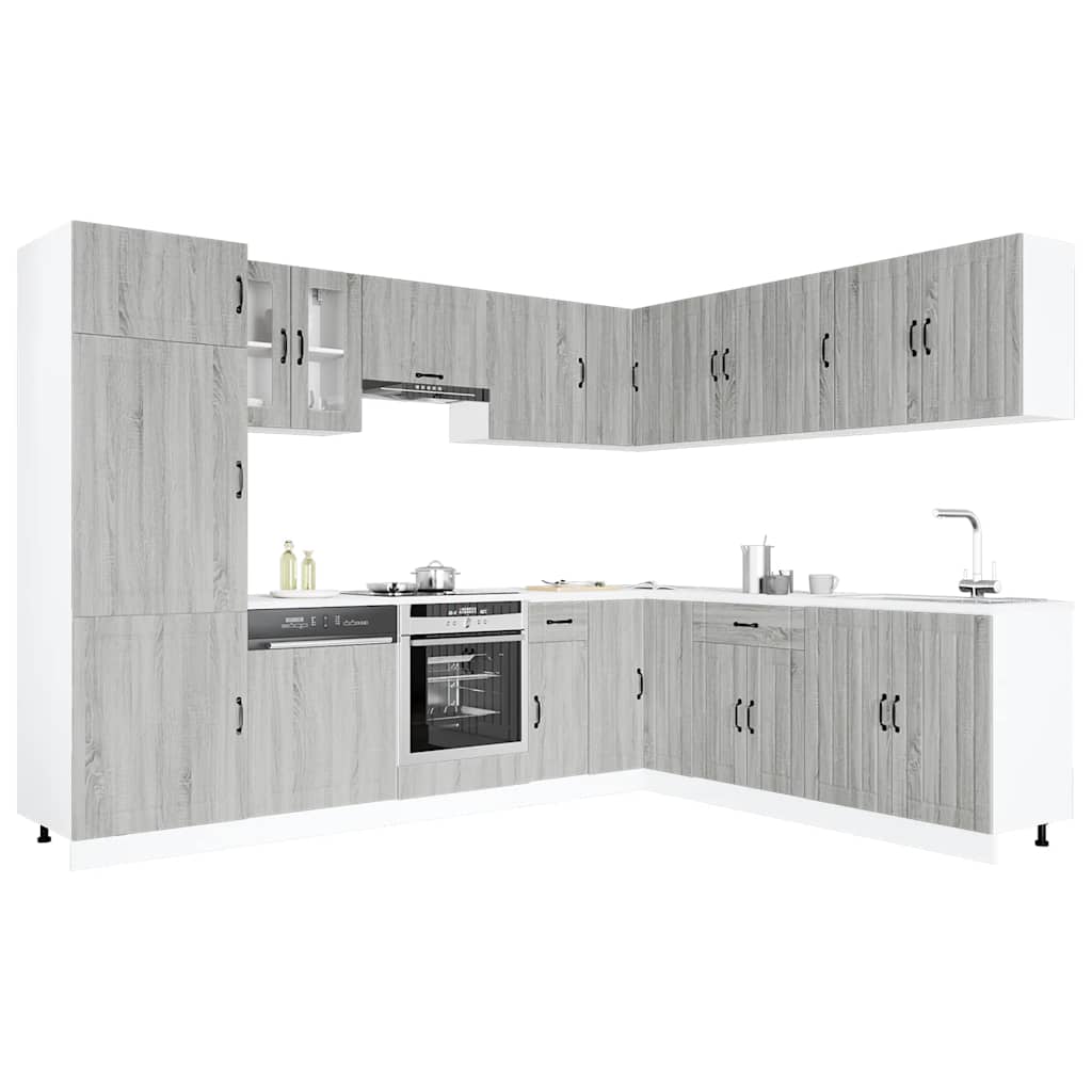 14-tlg. Küchenschrank-Set Lucca Grau Sonoma Holzwerkstoff