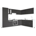 14-tlg. Küchenschrank-Set Porto Schwarz Holzwerkstoff