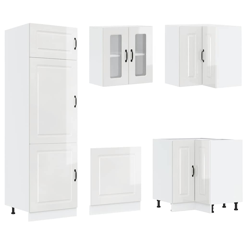 14-tlg. Küchenschrank-Set Porto Hochglanz-Weiß Holzwerkstoff