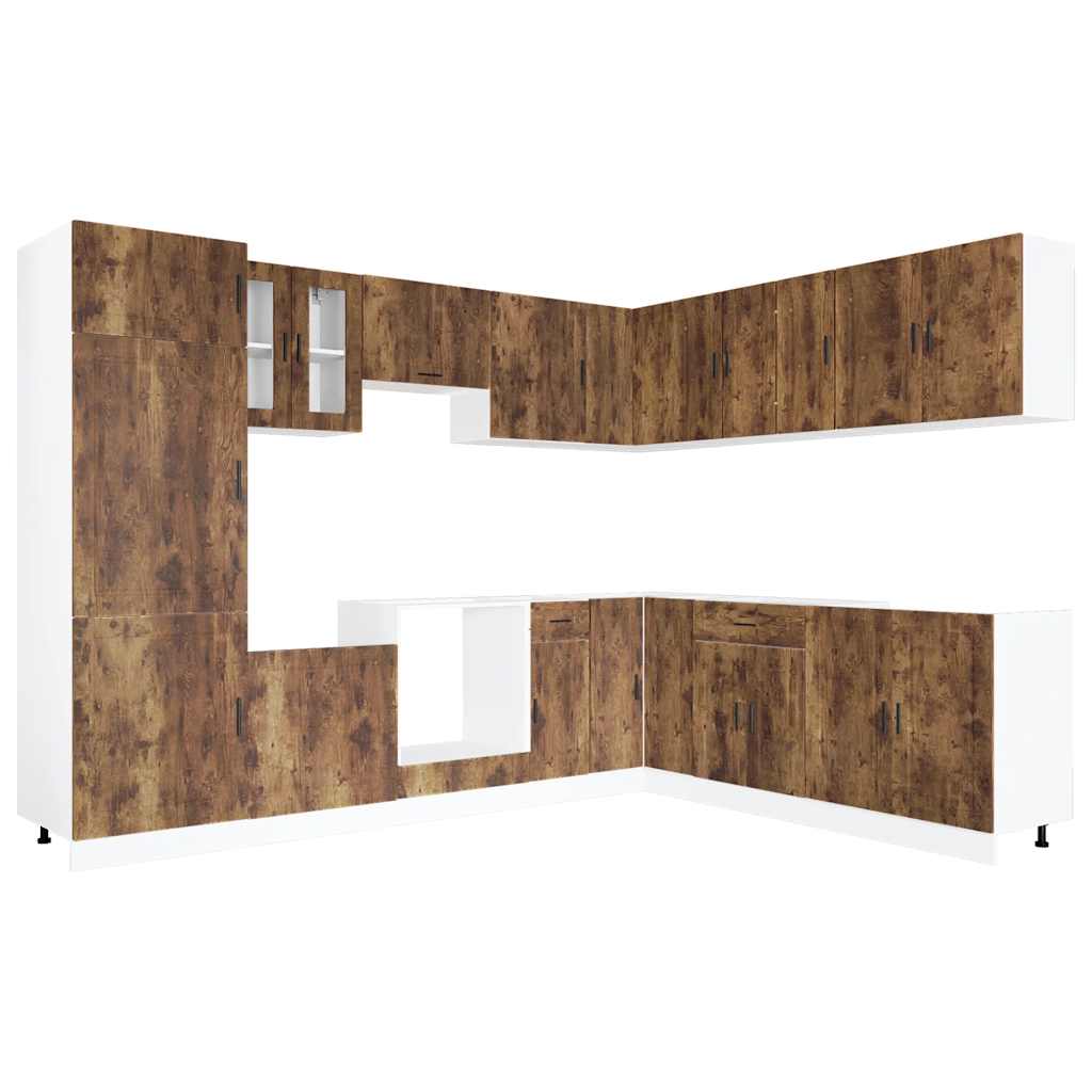 14-tlg. Küchenschrank-Set Porto Räuchereiche Holzwerkstoff