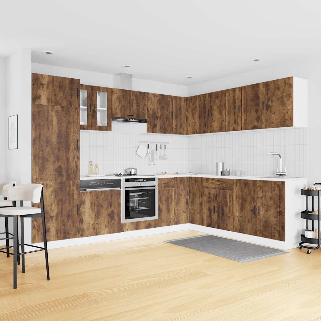 14-tlg. Küchenschrank-Set Porto Räuchereiche Holzwerkstoff
