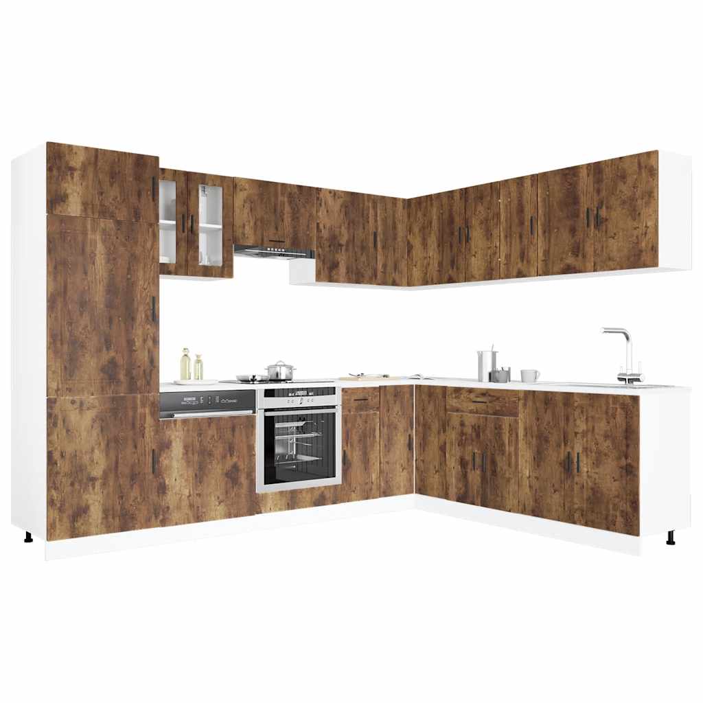 14-tlg. Küchenschrank-Set Porto Räuchereiche Holzwerkstoff