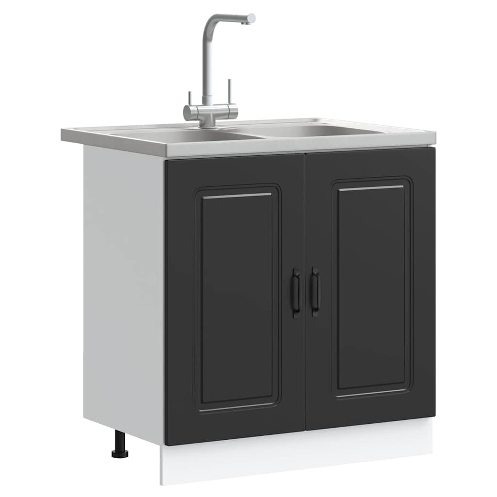 Küchenschrank Kalmar Schwarz 80 x 46 x 81.5 cm Holzwerkstoff