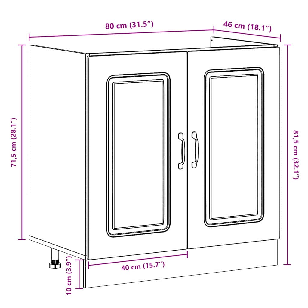 Küchenschrank mit Tür Kalmar Glänzend Weiß 80 x 46 x 81.5 cm