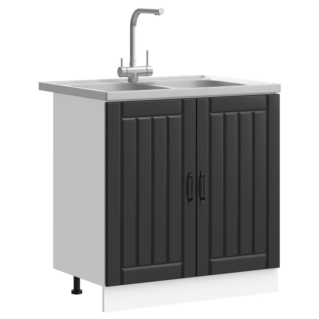 Waschbecken-Unterschrank Lucca 2 pcs Schwarz Holzwerkstoff