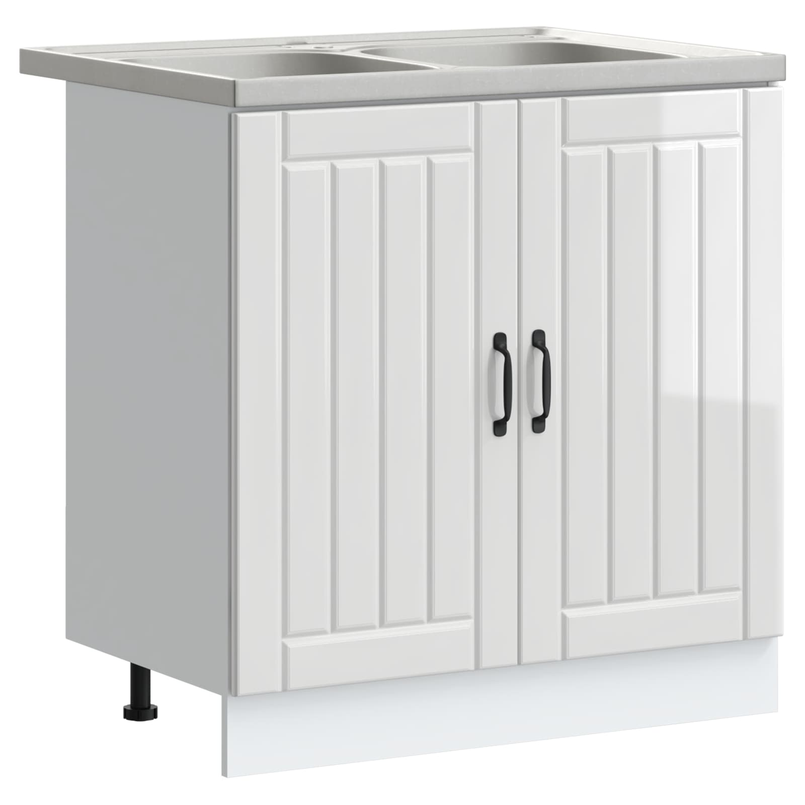 Waschbecken-Unterschrank mit Tür Lucca 2 pcs Hochglanz Weiß