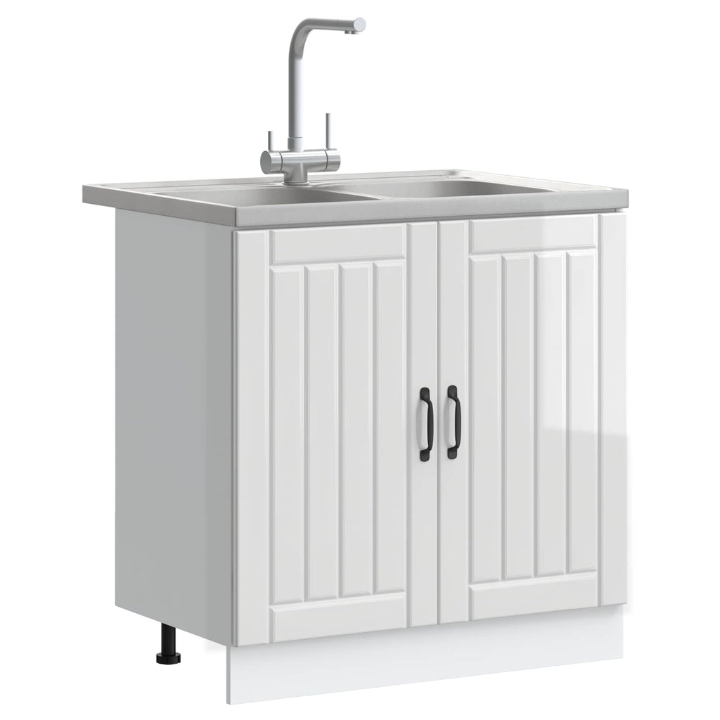 Waschbecken-Unterschrank mit Tür Lucca 2 pcs Hochglanz Weiß