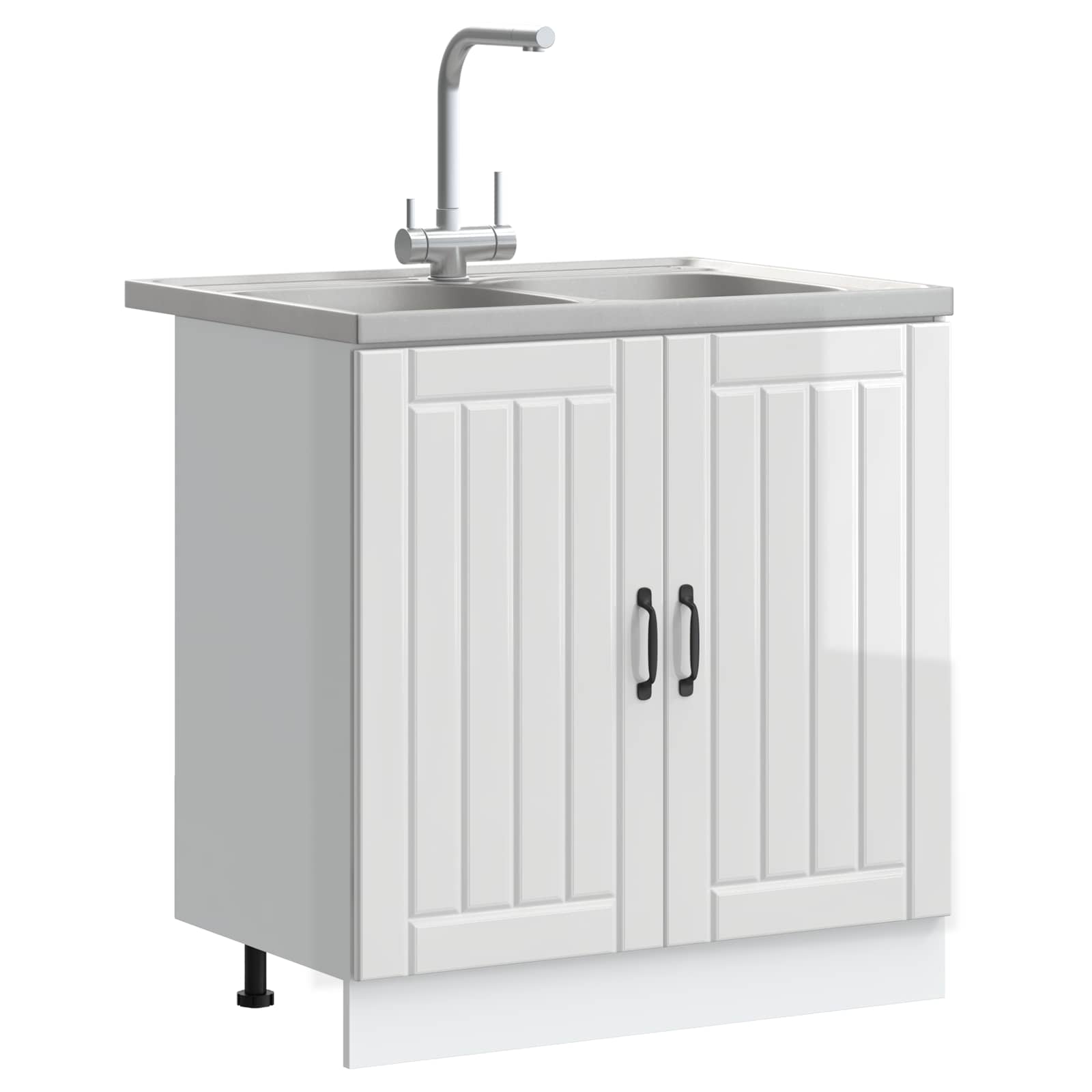 Waschbecken-Unterschrank mit Tür Lucca 2 pcs Hochglanz Weiß