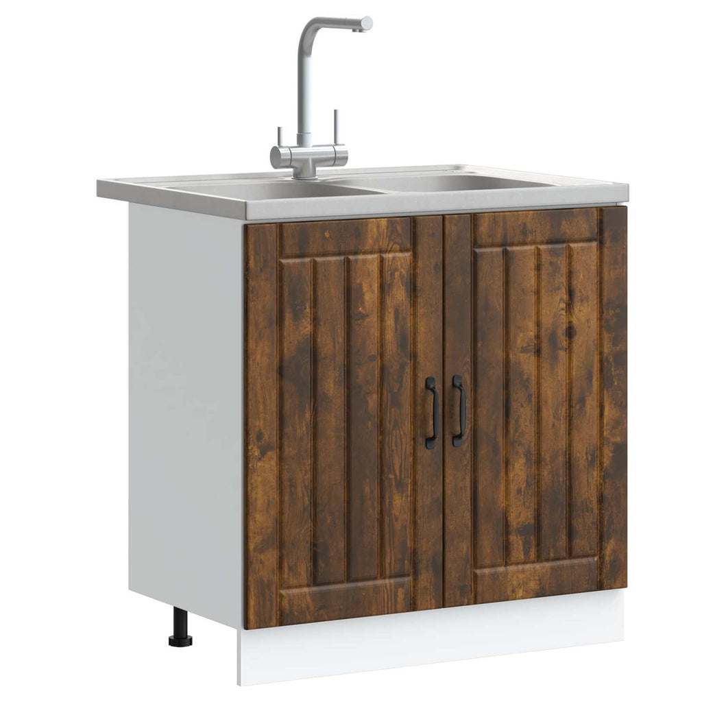 Waschbecken-Unterschrank mit Tür Lucca 2 pcs Geräucherte Eiche