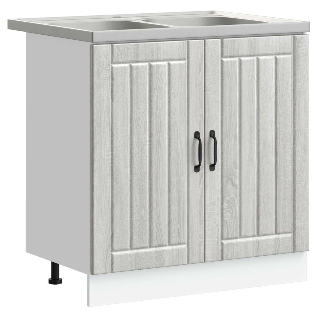 Waschbecken-Unterschrank mit Speicher Lucca 2 pcs Graues Sonoma