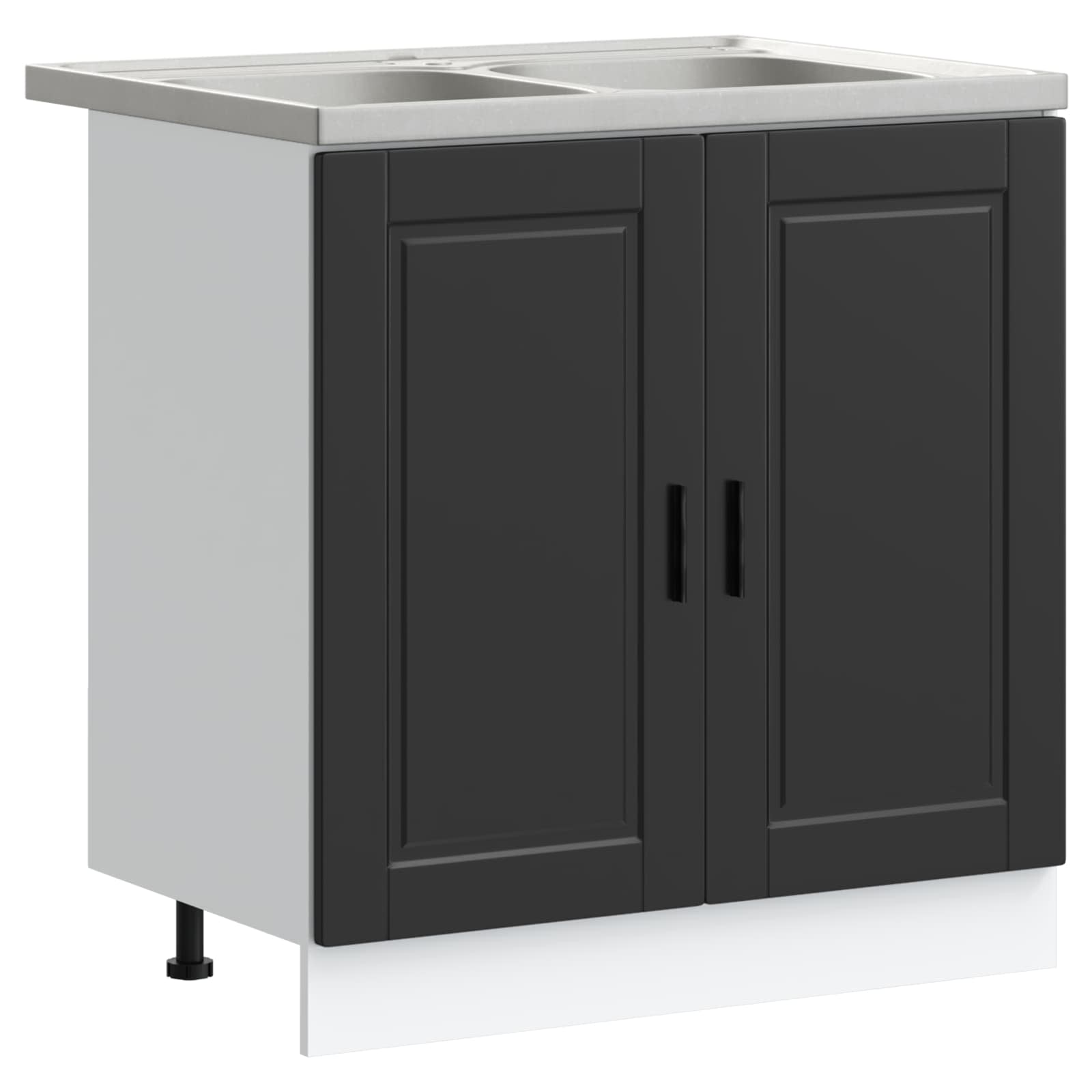 Waschbecken-Unterschrank Porto 2 pcs Schwarz Holzwerkstoff