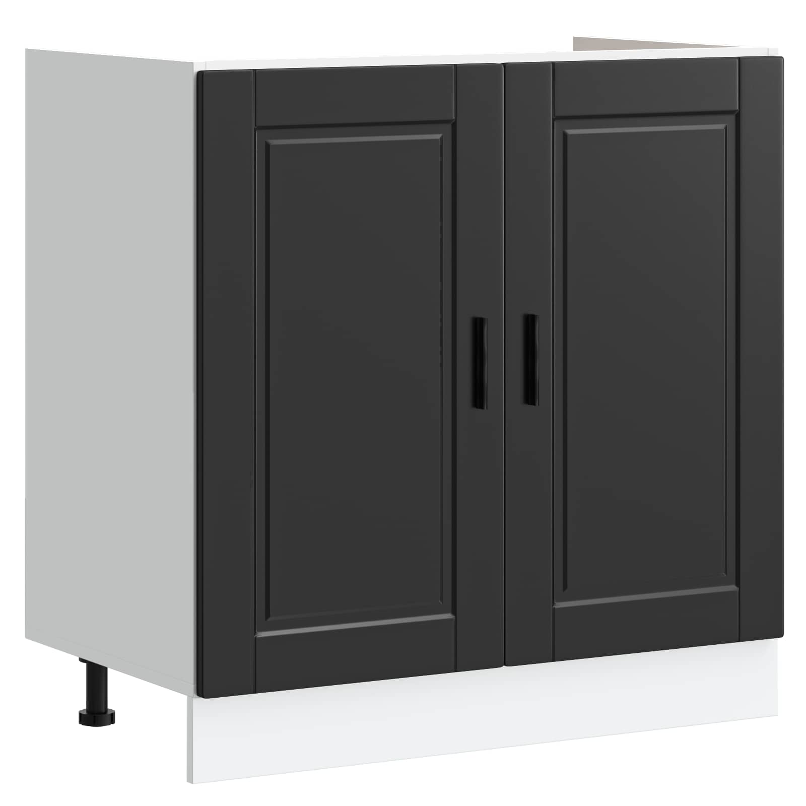 Waschbecken-Unterschrank Porto 2 pcs Schwarz Holzwerkstoff