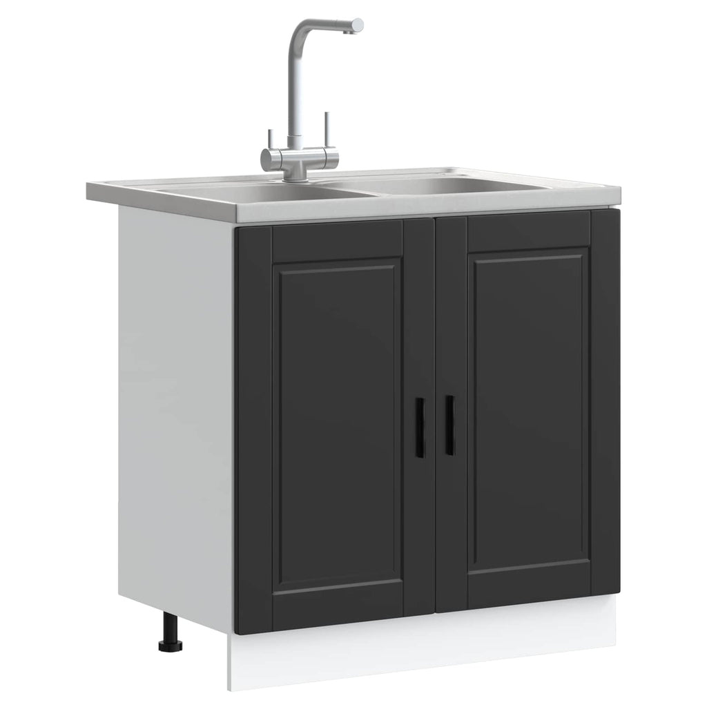 Waschbecken-Unterschrank Porto 2 pcs Schwarz Holzwerkstoff