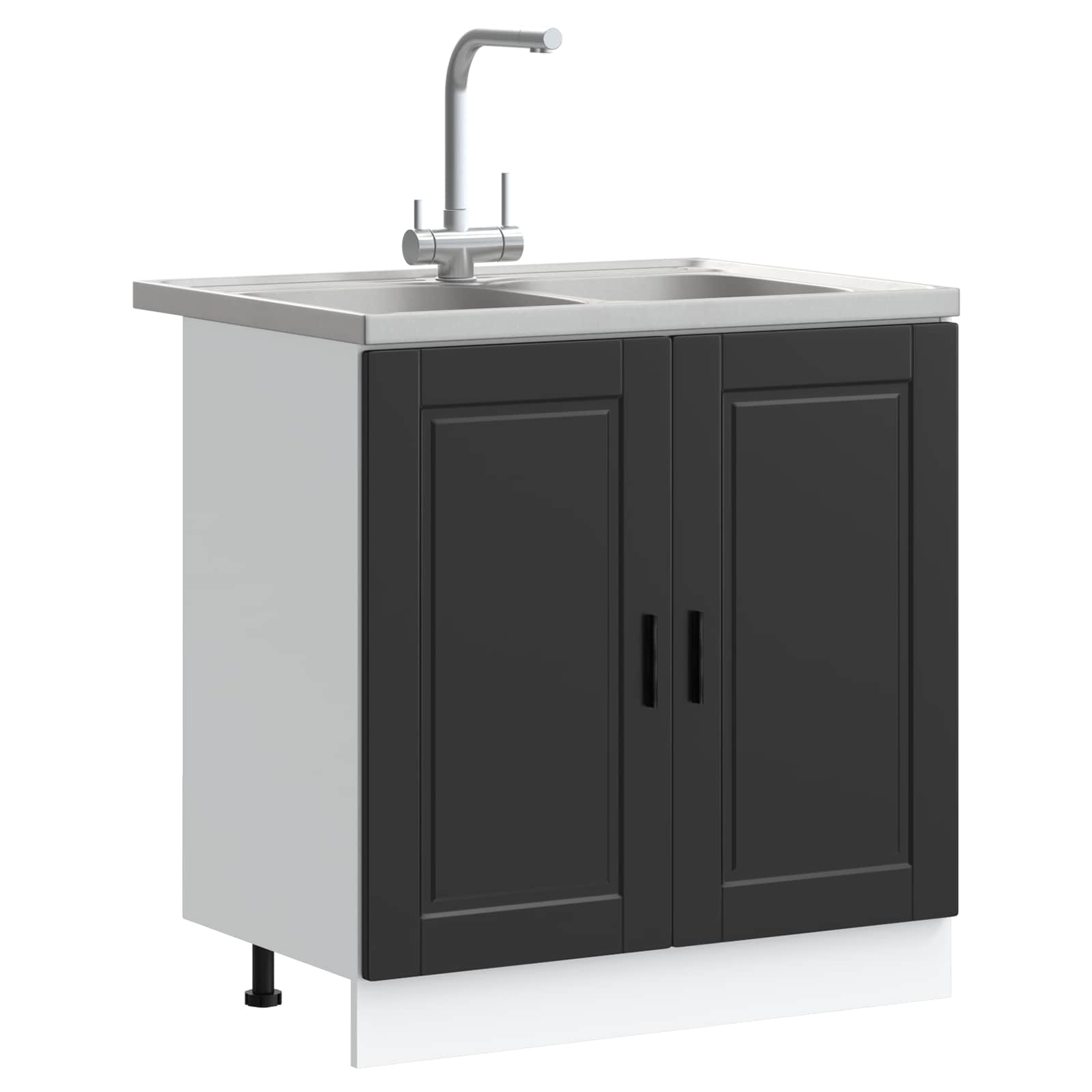 Waschbecken-Unterschrank Porto 2 pcs Schwarz Holzwerkstoff