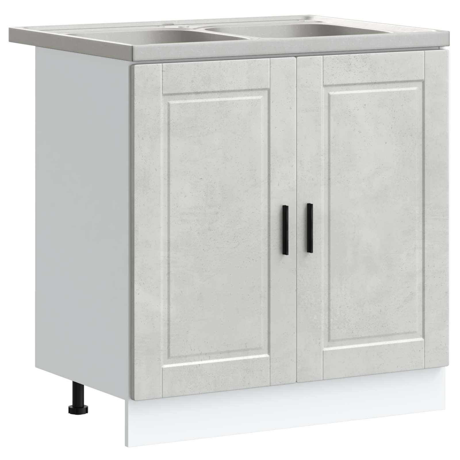 Waschbecken-Unterschrank mit Tür Porto 2 pcs Grau Holzwerkstoff