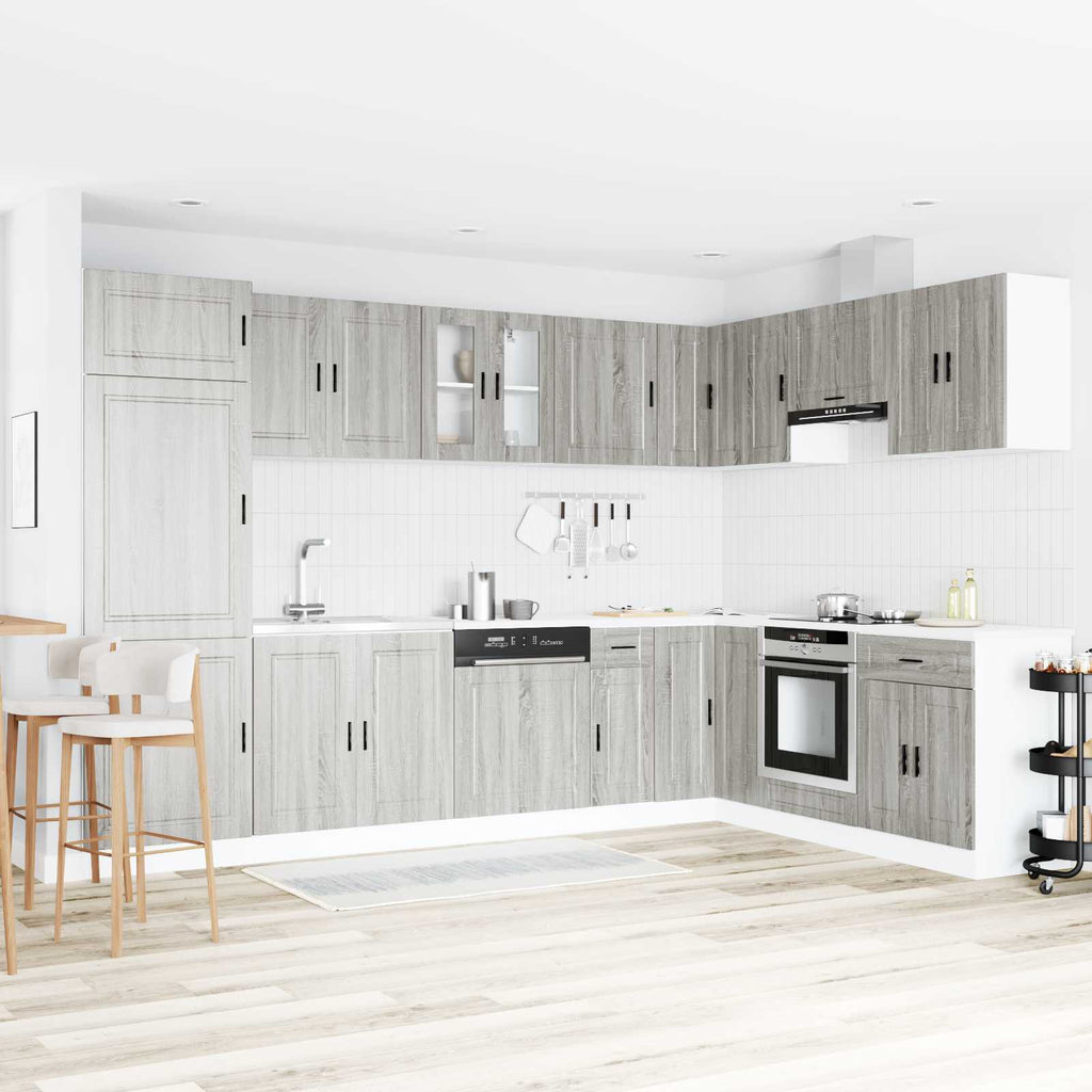 Waschbecken-Unterschrank mit Tür Porto 2 pcs Grau Holzwerkstoff