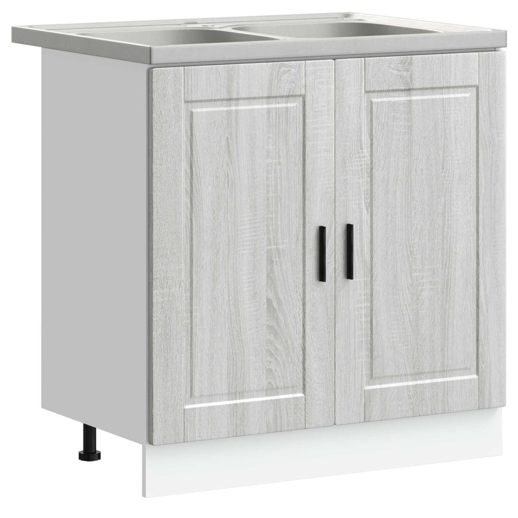 Waschbecken-Unterschrank mit Tür Porto 2 pcs Grau Holzwerkstoff