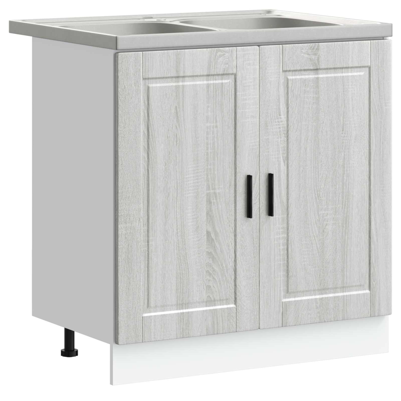 Waschbecken-Unterschrank mit Tür Porto 2 pcs Grau Holzwerkstoff
