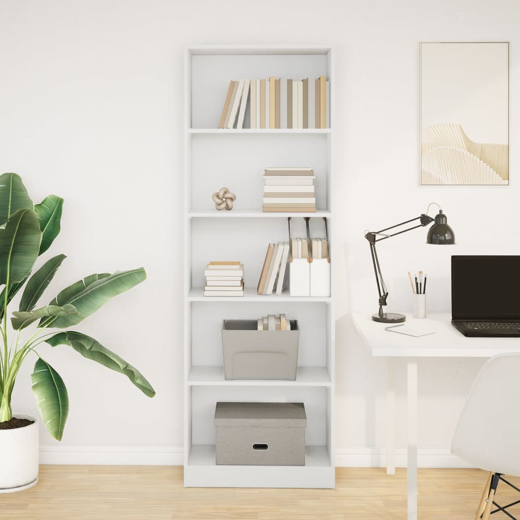 Bücherregal Weiß 60 x 24 x 176 cm Holzwerkstoff