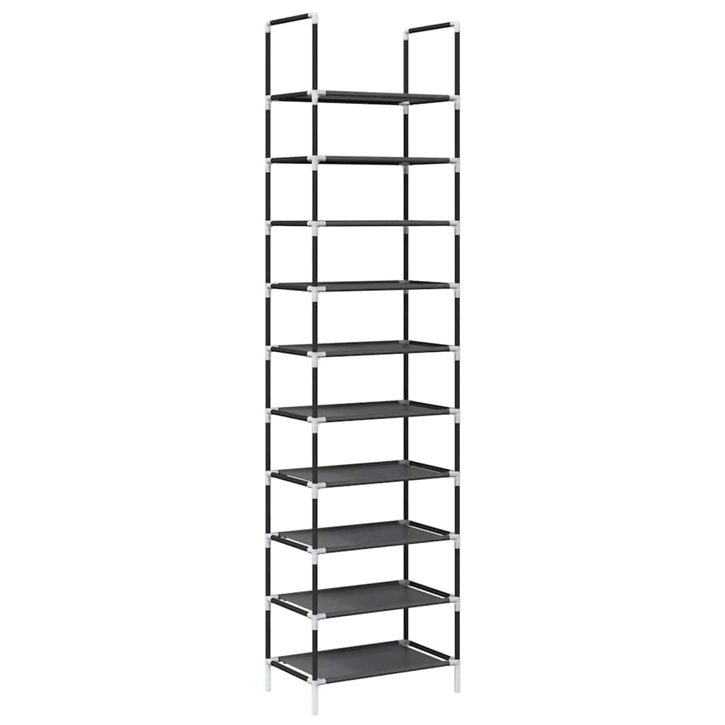 Schuhregal 10-stöckig Schwarz 44x28x180 cm Vliesstoff