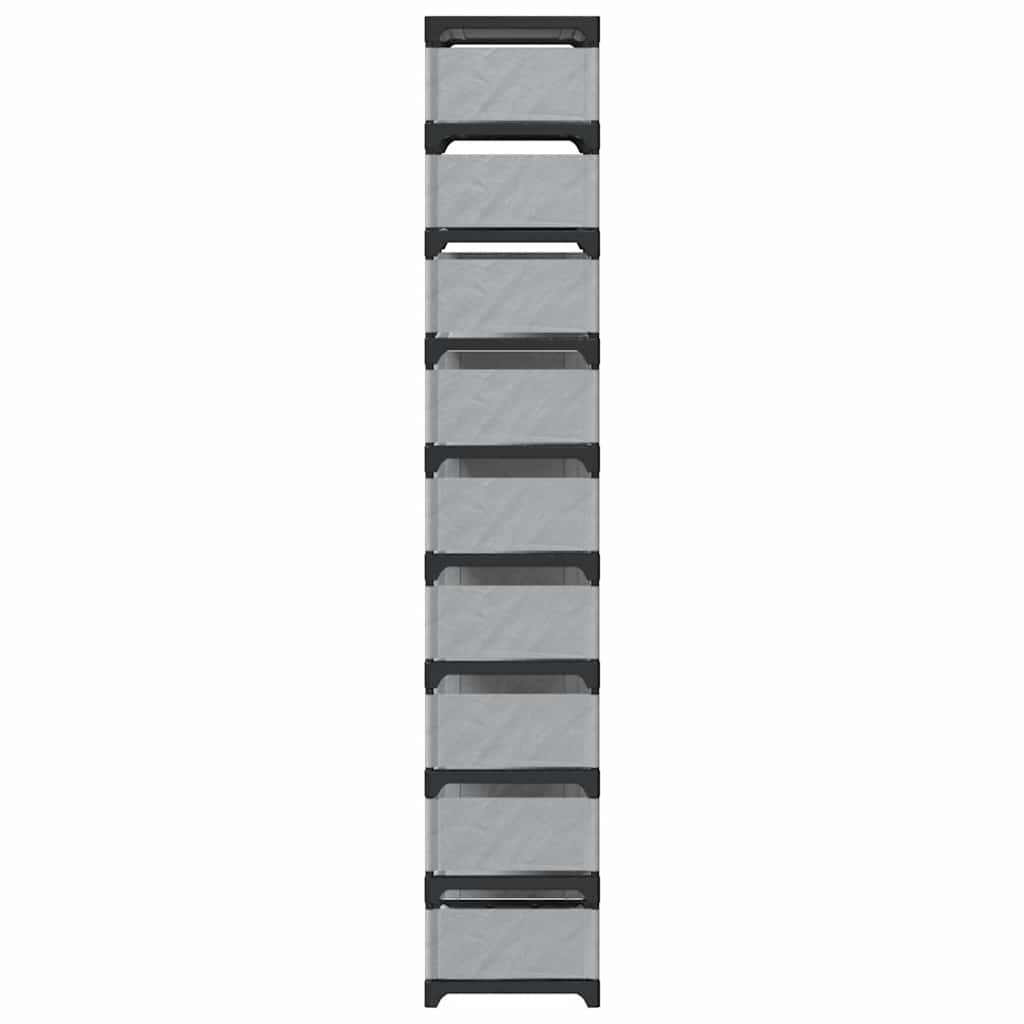 Schuhregal 10-stöckig Grau 54x28x158 cm Vliesstoff
