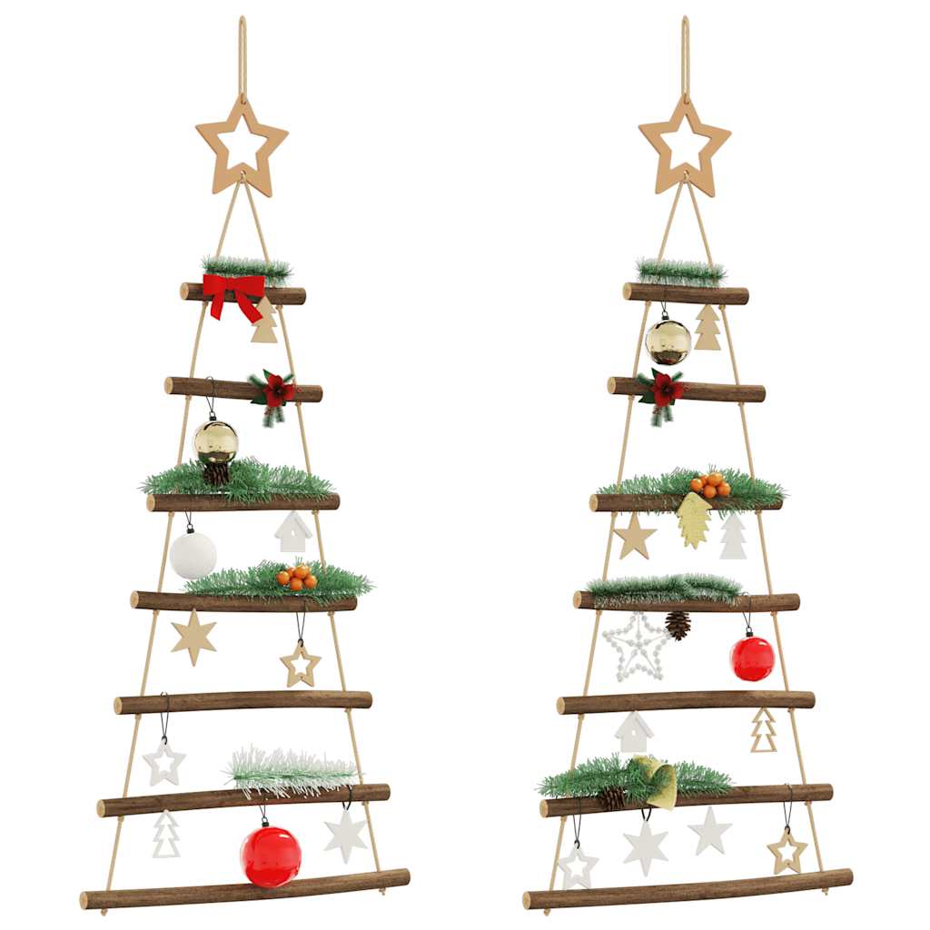 Hängende Weihnachtsbäume mit Spitzensternen 2 Stk. 42x90 cm Naturzweig