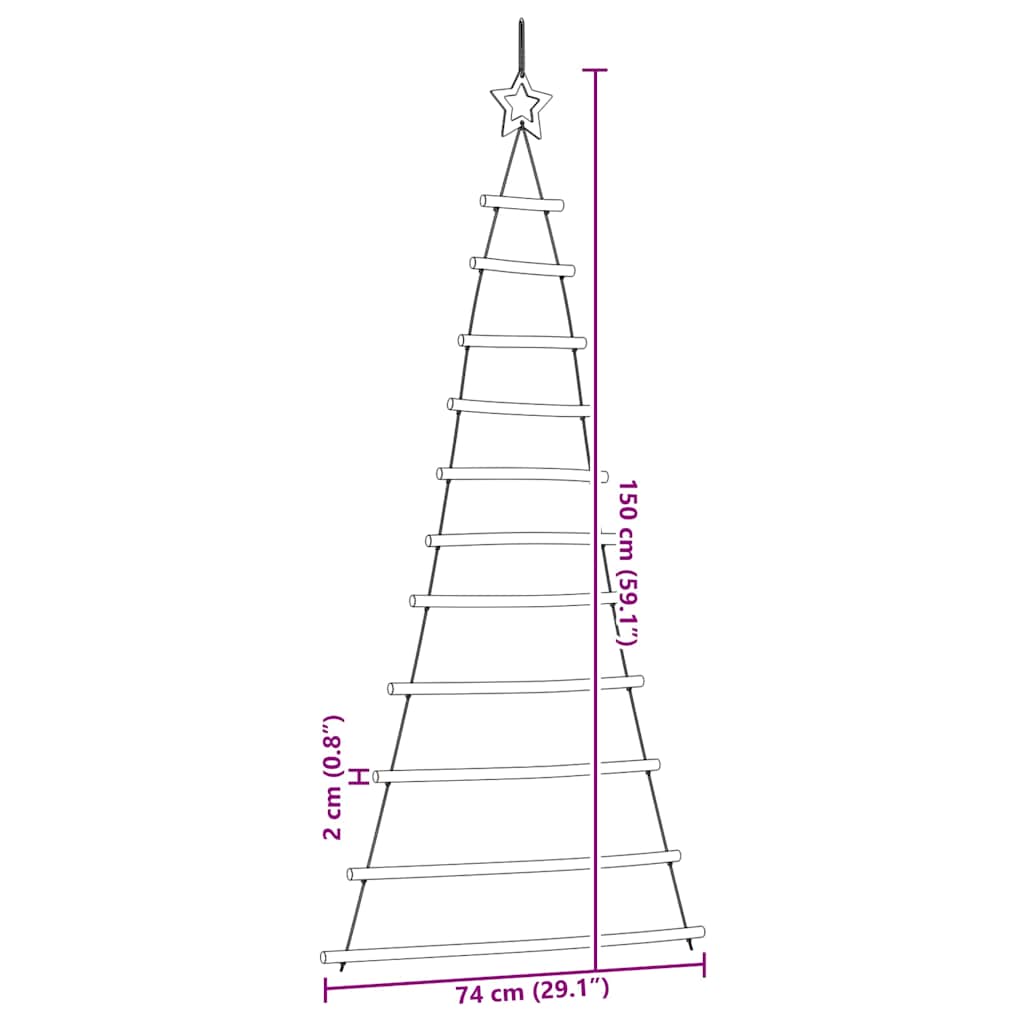 Hängender Weihnachtsbaum mit Sternspitze 74x150 cm Naturzweig