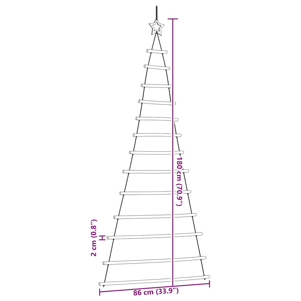 Hängender Weihnachtsbaum mit Sternspitze 86x180 cm Naturzweig