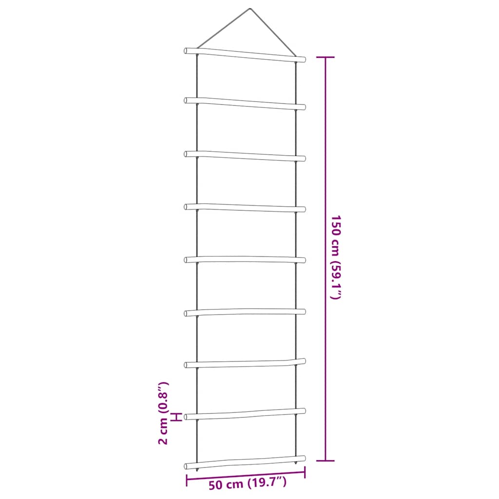 Wanddekoration in Leiterform 50x150 cm Natürlicher Zweig
