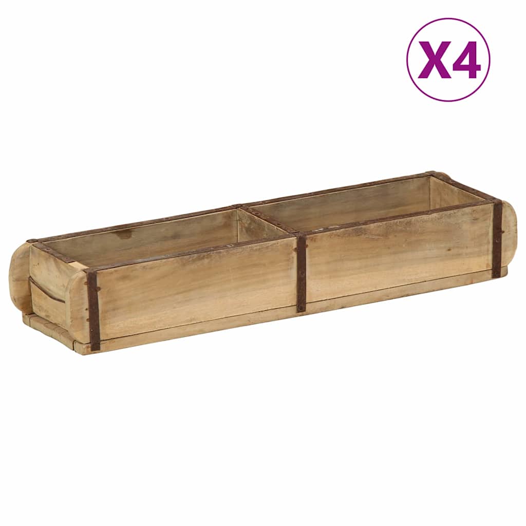 Tablett 4 pcs Braun 57 x 15 x 9 cm Massives upgecyceltes Holz