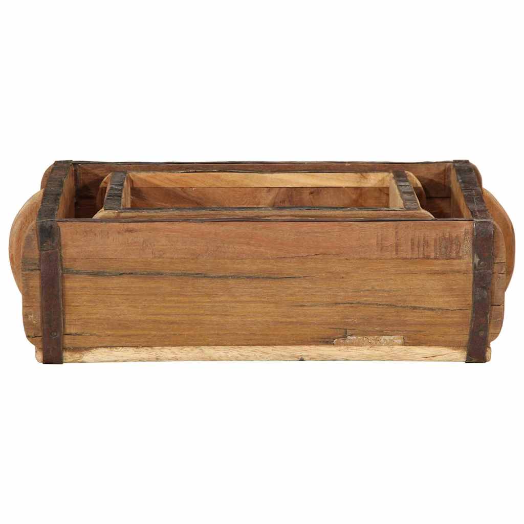 Tablett 2 pcs Braun 29 x 31 x 10 cm Massives upgecyceltes Holz